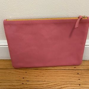 Clare V Petal Pink Leather Flat Clutch